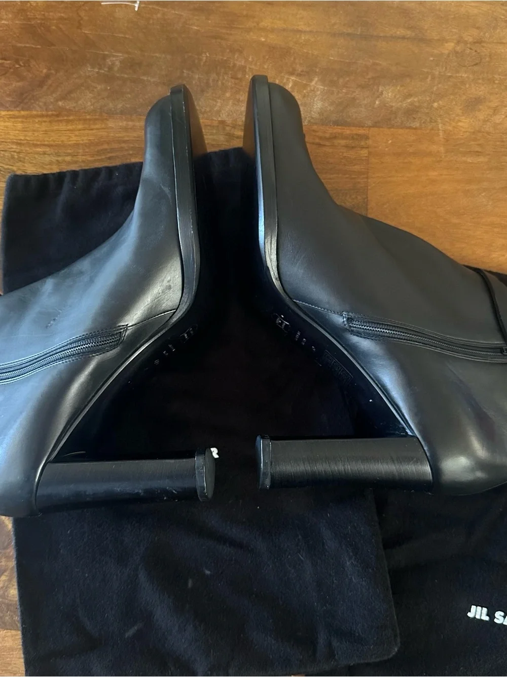 Jil Sander black leather booties ladies size 40 NWOB
